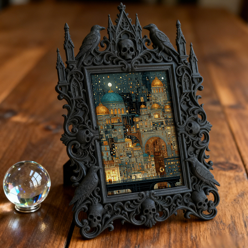 Gothic Dark-style Photo Frame | Gothic Prom Photo Booth Backdrop Decor, Photo Ornament, Wall-mountable & Tabletop, Waterproof Plastic Frame