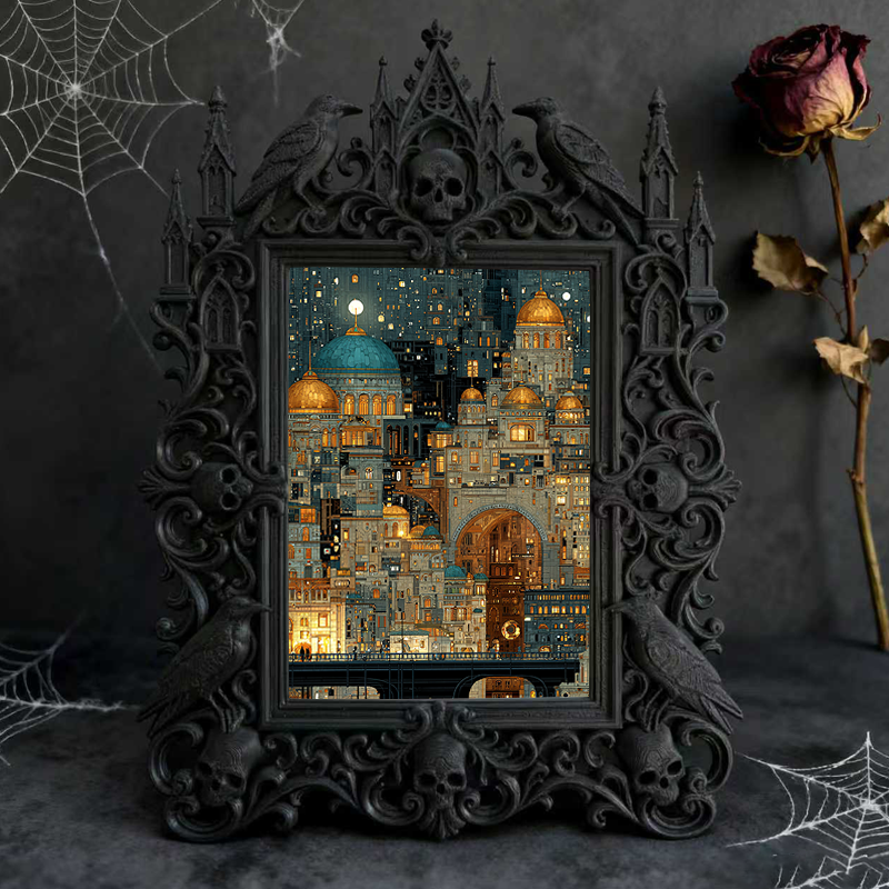 Gothic Dark-style Photo Frame | Gothic Prom Photo Booth Backdrop Decor, Photo Ornament, Wall-mountable & Tabletop, Waterproof Plastic Frame