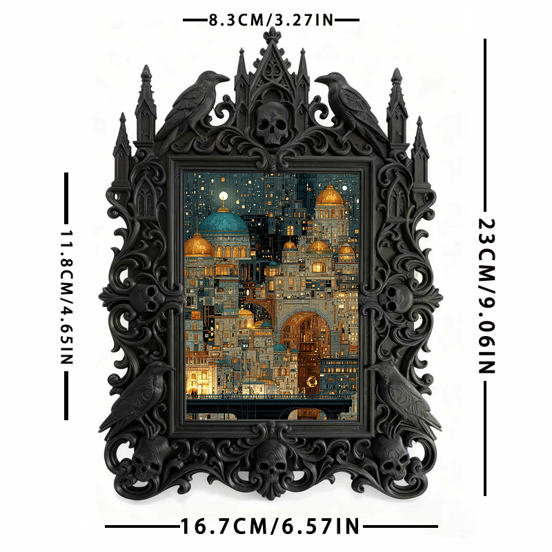 Gothic Dark-style Photo Frame | Gothic Prom Photo Booth Backdrop Decor, Photo Ornament, Wall-mountable & Tabletop, Waterproof Plastic Frame