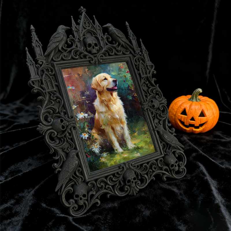 Gothic Dark-style Photo Frame | Dark Yoga Studio Meditation Nook Decor, Photo Ornament, Wall-mountable & Tabletop, Waterproof Plastic Frame