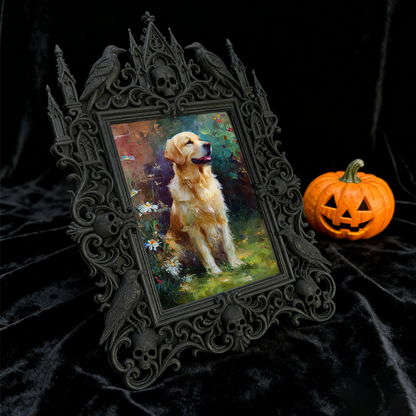 Gothic Dark-style Photo Frame | Dark Yoga Studio Meditation Nook Decor, Photo Ornament, Wall-mountable & Tabletop, Waterproof Plastic Frame