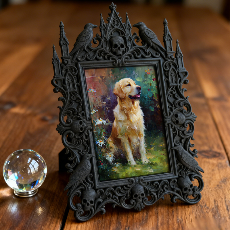 Gothic Dark-style Photo Frame | Dark Yoga Studio Meditation Nook Decor, Photo Ornament, Wall-mountable & Tabletop, Waterproof Plastic Frame