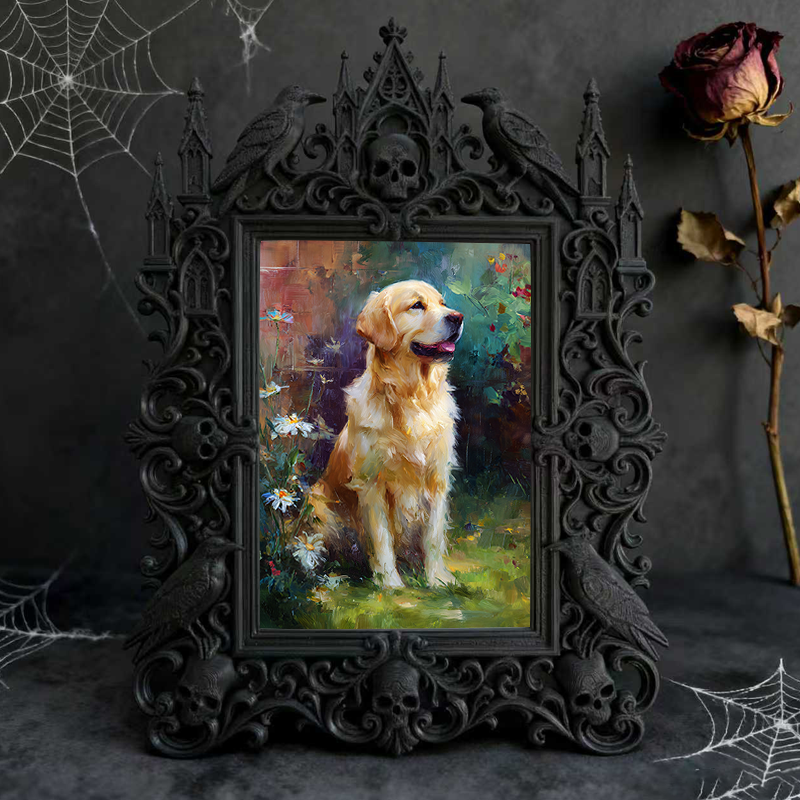 Gothic Dark-style Photo Frame | Dark Yoga Studio Meditation Nook Decor, Photo Ornament, Wall-mountable & Tabletop, Waterproof Plastic Frame