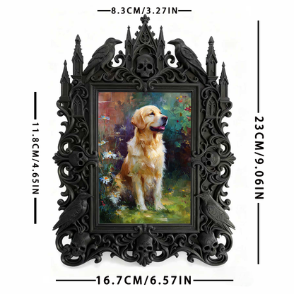 Gothic Dark-style Photo Frame | Dark Yoga Studio Meditation Nook Decor, Photo Ornament, Wall-mountable & Tabletop, Waterproof Plastic Frame