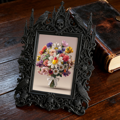 Gothic Dark-style Photo Frame | Gothic Baby Nursery Dark Fairy Tale Decor, Photo Ornament, Wall-mountable & Tabletop, Waterproof Plastic Fra