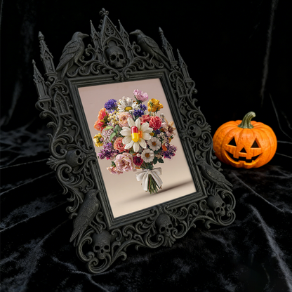 Gothic Dark-style Photo Frame | Gothic Baby Nursery Dark Fairy Tale Decor, Photo Ornament, Wall-mountable & Tabletop, Waterproof Plastic Fra