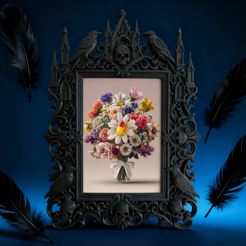 Gothic Dark-style Photo Frame | Gothic Baby Nursery Dark Fairy Tale Decor, Photo Ornament, Wall-mountable & Tabletop, Waterproof Plastic Fra