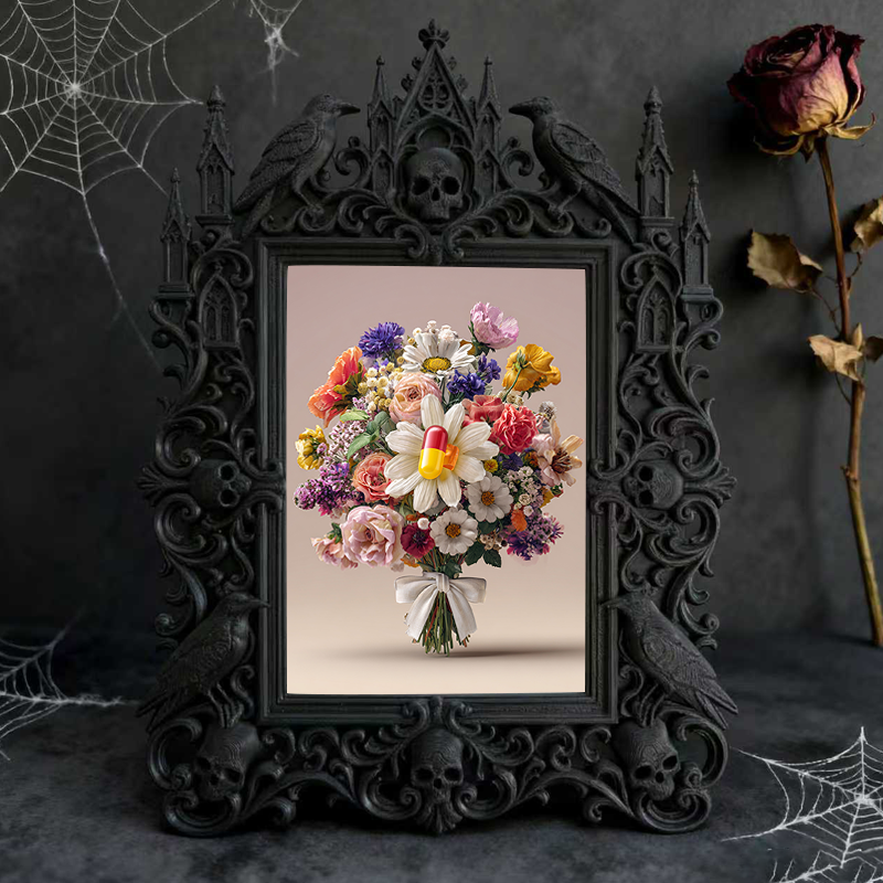 Gothic Dark-style Photo Frame | Gothic Baby Nursery Dark Fairy Tale Decor, Photo Ornament, Wall-mountable & Tabletop, Waterproof Plastic Fra