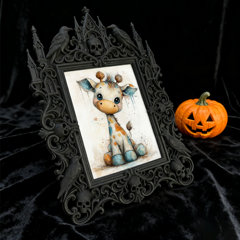 Gothic Dark-style Photo Frame | Horror Convention Vendor Booth Decor, Photo Ornament, Wall-mountable & Tabletop, Waterproof Plastic Frame
