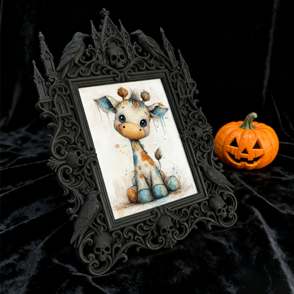 Gothic Dark-style Photo Frame | Horror Convention Vendor Booth Decor, Photo Ornament, Wall-mountable & Tabletop, Waterproof Plastic Frame
