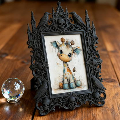 Gothic Dark-style Photo Frame | Horror Convention Vendor Booth Decor, Photo Ornament, Wall-mountable & Tabletop, Waterproof Plastic Frame