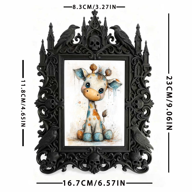 Gothic Dark-style Photo Frame | Horror Convention Vendor Booth Decor, Photo Ornament, Wall-mountable & Tabletop, Waterproof Plastic Frame