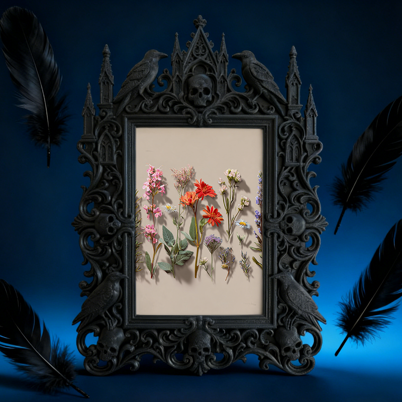 Gothic Dark-style Photo Frame | Handmade Candle Making Workshop Display Decor, Photo Ornament, Wall-mountable & Tabletop, Waterproof Plastic