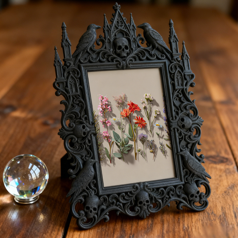 Gothic Dark-style Photo Frame | Handmade Candle Making Workshop Display Decor, Photo Ornament, Wall-mountable & Tabletop, Waterproof Plastic