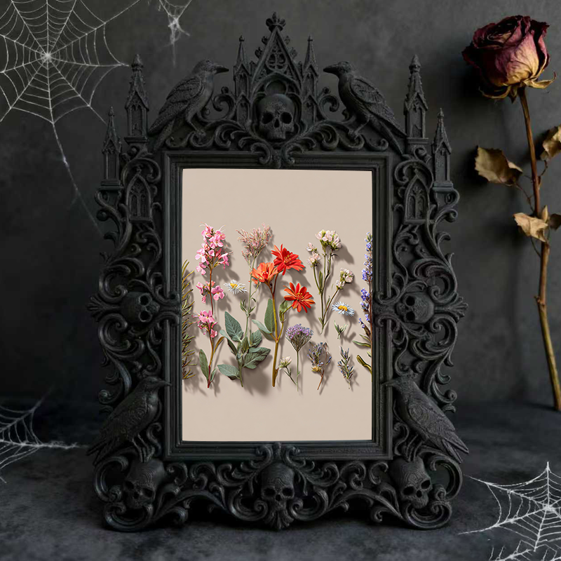Gothic Dark-style Photo Frame | Handmade Candle Making Workshop Display Decor, Photo Ornament, Wall-mountable & Tabletop, Waterproof Plastic