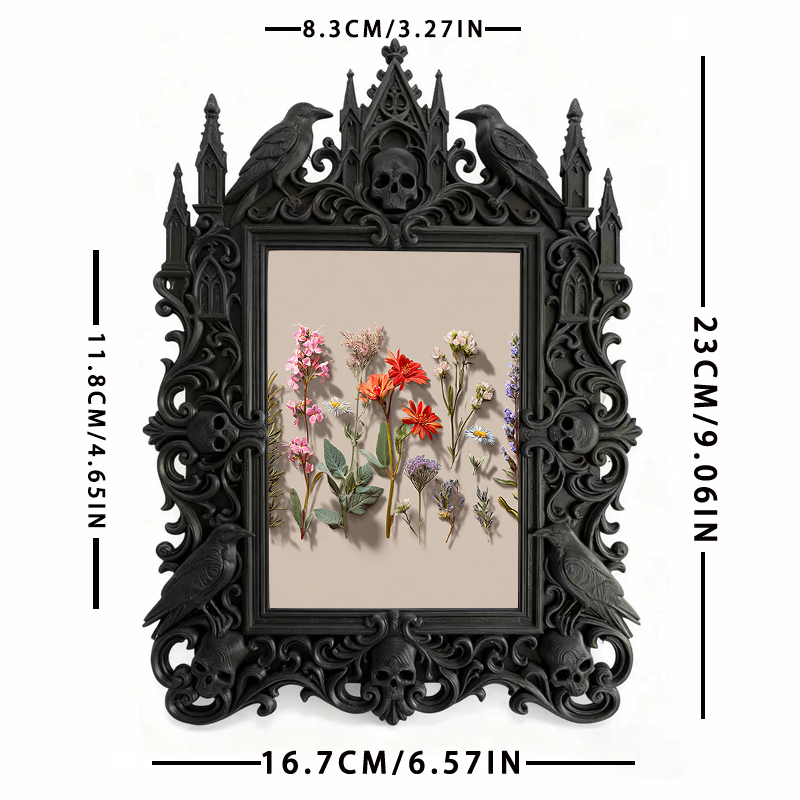 Gothic Dark-style Photo Frame | Handmade Candle Making Workshop Display Decor, Photo Ornament, Wall-mountable & Tabletop, Waterproof Plastic