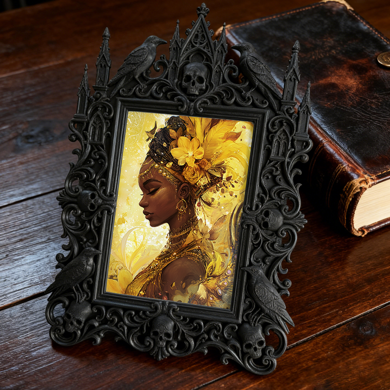 Gothic Dark-style Photo Frame | Gothic Wedding Photo Booth Prop Decor, Photo Ornament, Wall-mountable & Tabletop, Waterproof Plastic Frame