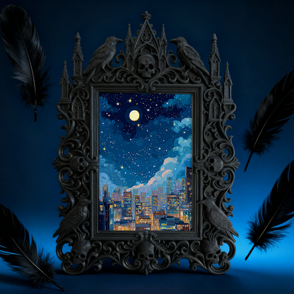 Gothic Dark-style Photo Frame | Retro Arcade Horror Game Corner Decor, Photo Ornament, Wall-mountable & Tabletop, Waterproof Plastic Frame