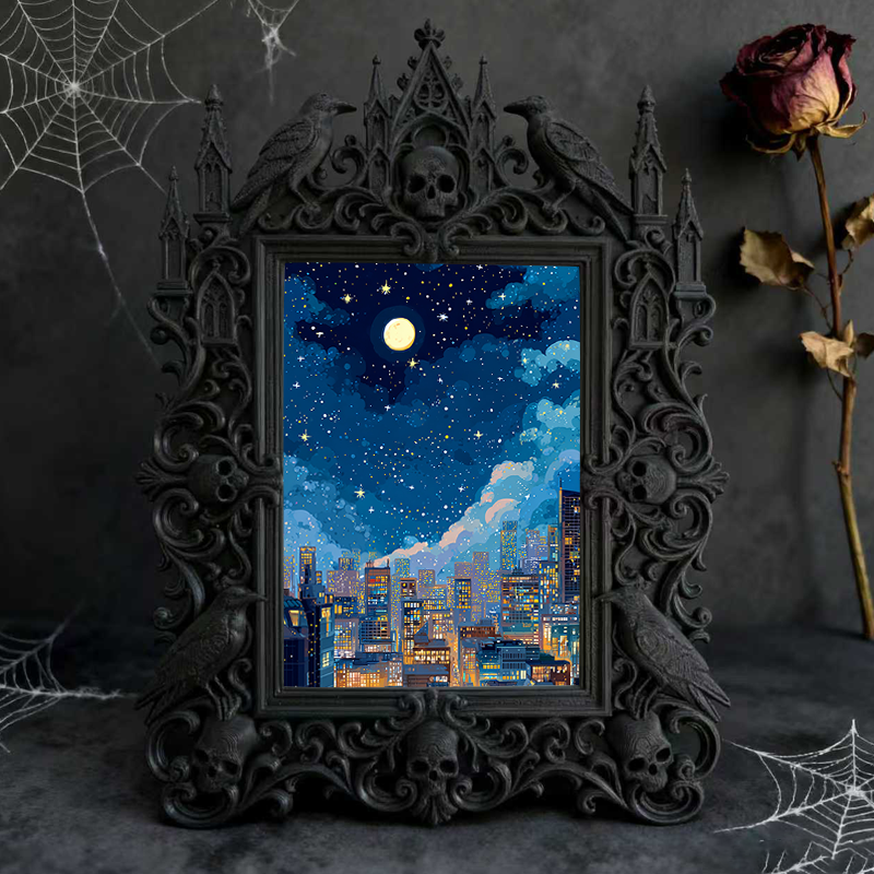 Gothic Dark-style Photo Frame | Retro Arcade Horror Game Corner Decor, Photo Ornament, Wall-mountable & Tabletop, Waterproof Plastic Frame