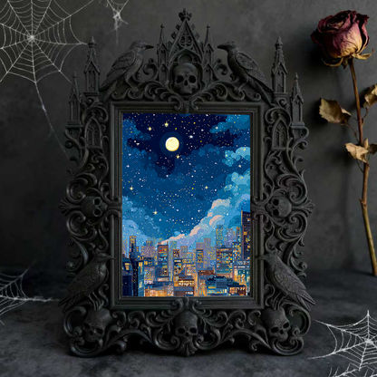 Gothic Dark-style Photo Frame | Retro Arcade Horror Game Corner Decor, Photo Ornament, Wall-mountable & Tabletop, Waterproof Plastic Frame