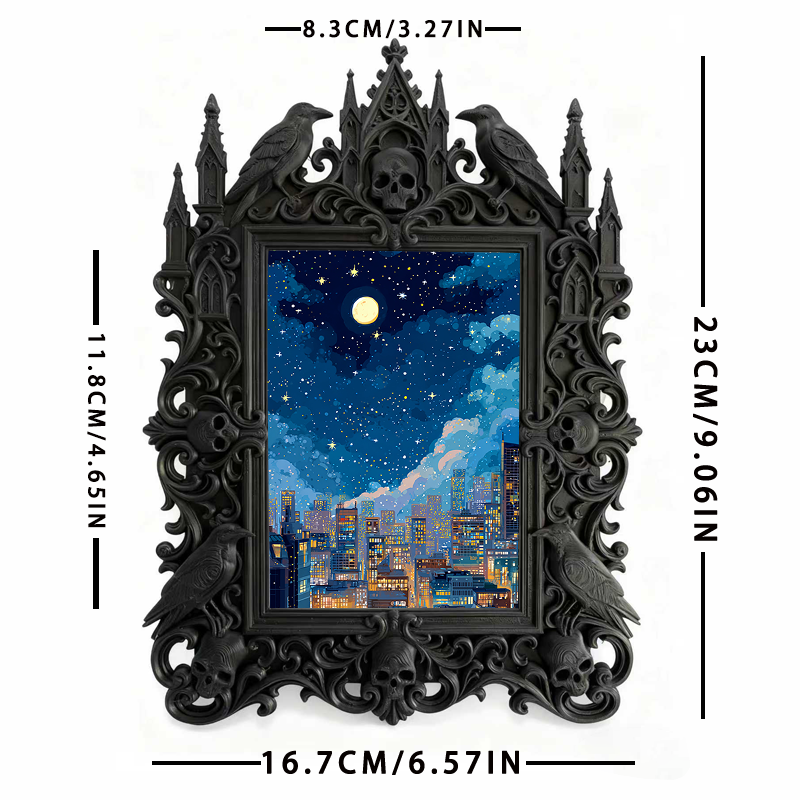 Gothic Dark-style Photo Frame | Retro Arcade Horror Game Corner Decor, Photo Ornament, Wall-mountable & Tabletop, Waterproof Plastic Frame