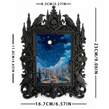 Gothic Dark-style Photo Frame | Retro Arcade Horror Game Corner Decor, Photo Ornament, Wall-mountable & Tabletop, Waterproof Plastic Frame