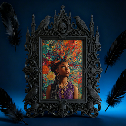 Gothic Dark-style Photo Frame | Dark Florist Dried Black Rose Display Decor, Photo Ornament, Wall-mountable & Tabletop, Waterproof Plastic F