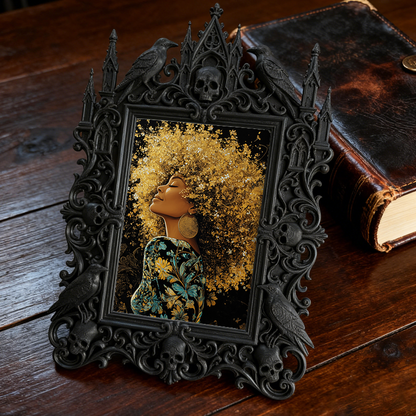 Gothic Dark-style Photo Frame | Haunted House Actor Dressing Room Decor, Photo Ornament, Wall-mountable & Tabletop, Waterproof Plastic Frame