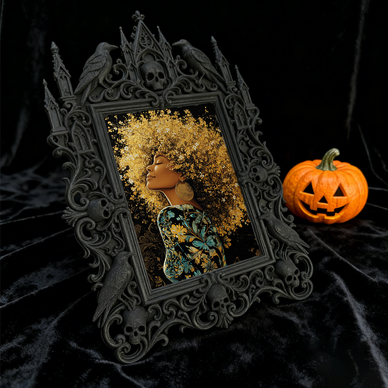 Gothic Dark-style Photo Frame | Haunted House Actor Dressing Room Decor, Photo Ornament, Wall-mountable & Tabletop, Waterproof Plastic Frame