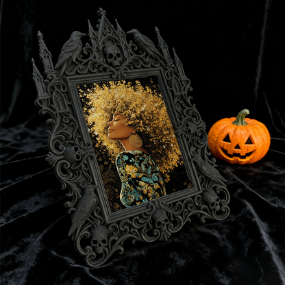 Gothic Dark-style Photo Frame | Haunted House Actor Dressing Room Decor, Photo Ornament, Wall-mountable & Tabletop, Waterproof Plastic Frame