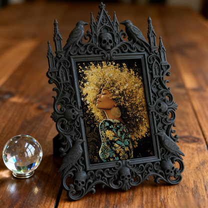 Gothic Dark-style Photo Frame | Haunted House Actor Dressing Room Decor, Photo Ornament, Wall-mountable & Tabletop, Waterproof Plastic Frame