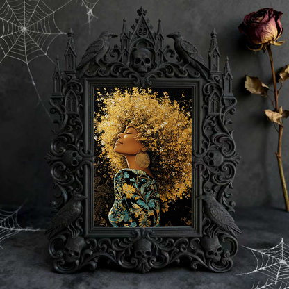 Gothic Dark-style Photo Frame | Haunted House Actor Dressing Room Decor, Photo Ornament, Wall-mountable & Tabletop, Waterproof Plastic Frame