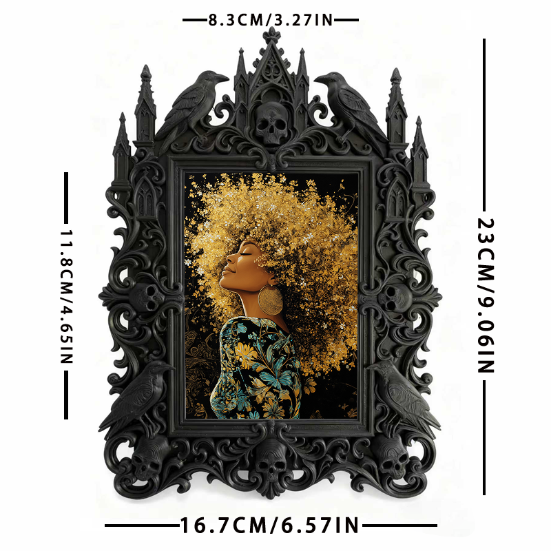 Gothic Dark-style Photo Frame | Haunted House Actor Dressing Room Decor, Photo Ornament, Wall-mountable & Tabletop, Waterproof Plastic Frame
