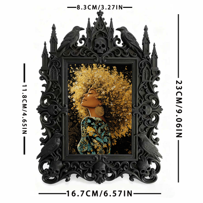 Gothic Dark-style Photo Frame | Haunted House Actor Dressing Room Decor, Photo Ornament, Wall-mountable & Tabletop, Waterproof Plastic Frame