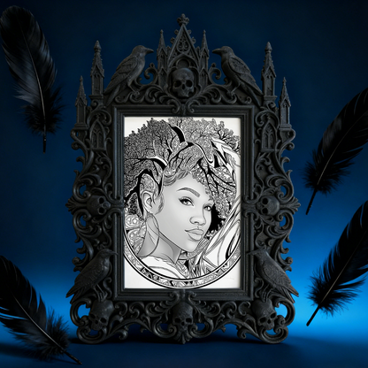 Gothic Dark-style Photo Frame | Dark Academia Book Club Meeting Table Decor, Photo Ornament, Wall-mountable & Tabletop, Waterproof Plastic F