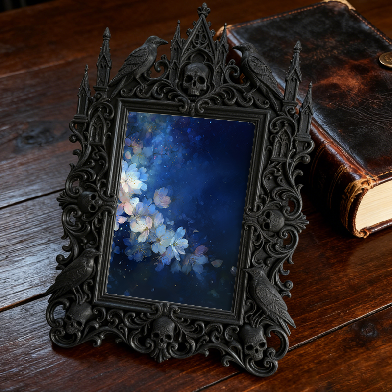Gothic Dark-style Photo Frame | Gothic Perfume Boutique Scent Display Decor, Photo Ornament, Wall-mountable & Tabletop, Waterproof Plastic F