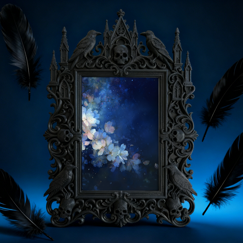 Gothic Dark-style Photo Frame | Gothic Perfume Boutique Scent Display Decor, Photo Ornament, Wall-mountable & Tabletop, Waterproof Plastic F