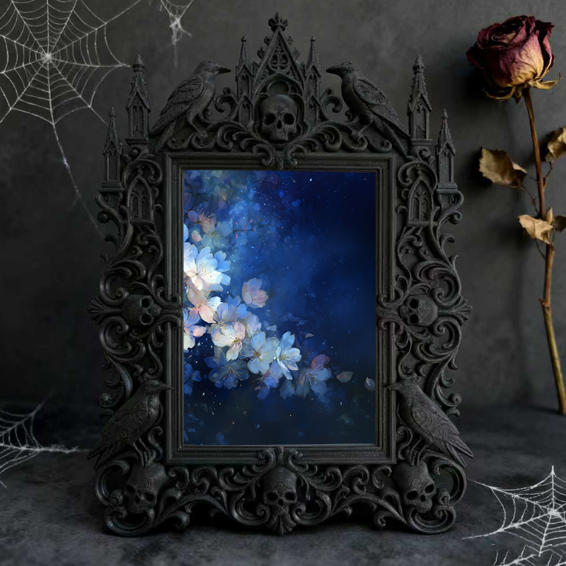Gothic Dark-style Photo Frame | Gothic Perfume Boutique Scent Display Decor, Photo Ornament, Wall-mountable & Tabletop, Waterproof Plastic F