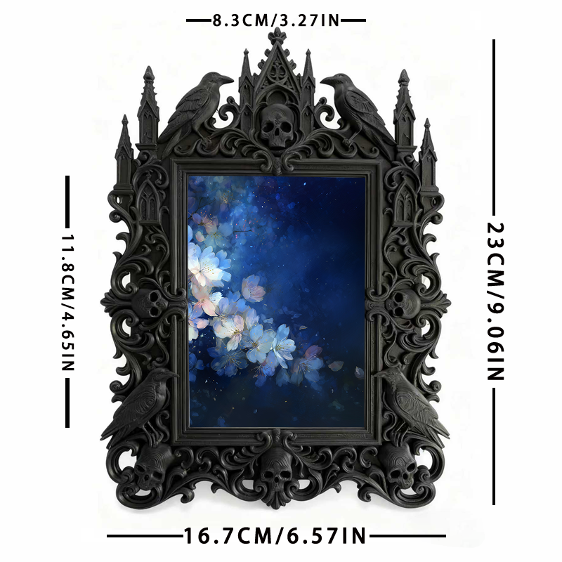 Gothic Dark-style Photo Frame | Gothic Perfume Boutique Scent Display Decor, Photo Ornament, Wall-mountable & Tabletop, Waterproof Plastic F
