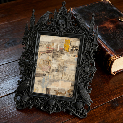 Gothic Dark-style Photo Frame | Horror Movie Collectibles Shelf Decor, Photo Ornament, Wall-mountable & Tabletop, Waterproof Plastic Frame