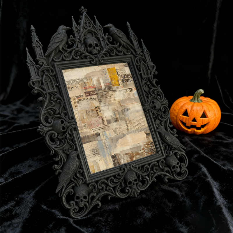 Gothic Dark-style Photo Frame | Horror Movie Collectibles Shelf Decor, Photo Ornament, Wall-mountable & Tabletop, Waterproof Plastic Frame