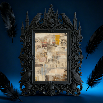 Gothic Dark-style Photo Frame | Horror Movie Collectibles Shelf Decor, Photo Ornament, Wall-mountable & Tabletop, Waterproof Plastic Frame