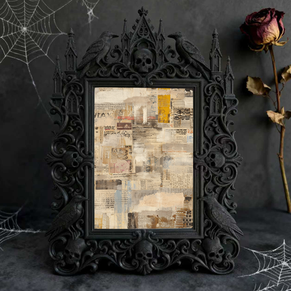 Gothic Dark-style Photo Frame | Horror Movie Collectibles Shelf Decor, Photo Ornament, Wall-mountable & Tabletop, Waterproof Plastic Frame