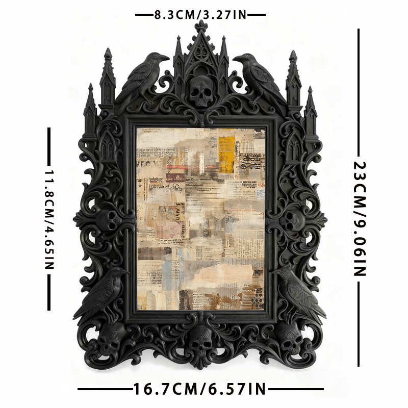 Gothic Dark-style Photo Frame | Horror Movie Collectibles Shelf Decor, Photo Ornament, Wall-mountable & Tabletop, Waterproof Plastic Frame