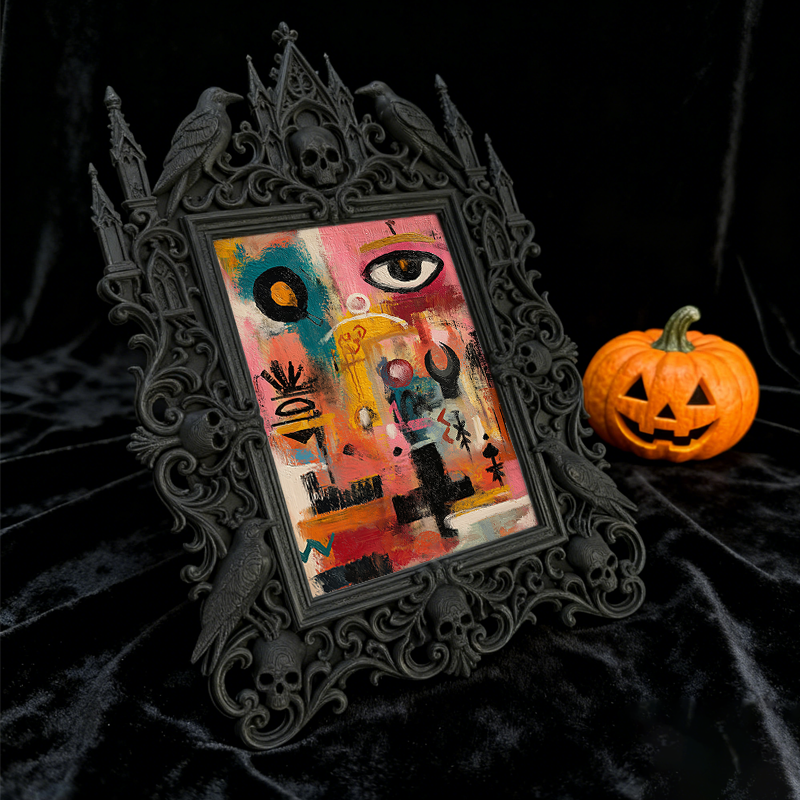 Gothic Dark-style Photo Frame | Gothic-themed Coffee Shop Corner Decor, Photo Ornament, Wall-mountable & Tabletop, Waterproof Plastic Frame