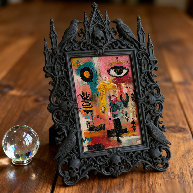 Gothic Dark-style Photo Frame | Gothic-themed Coffee Shop Corner Decor, Photo Ornament, Wall-mountable & Tabletop, Waterproof Plastic Frame