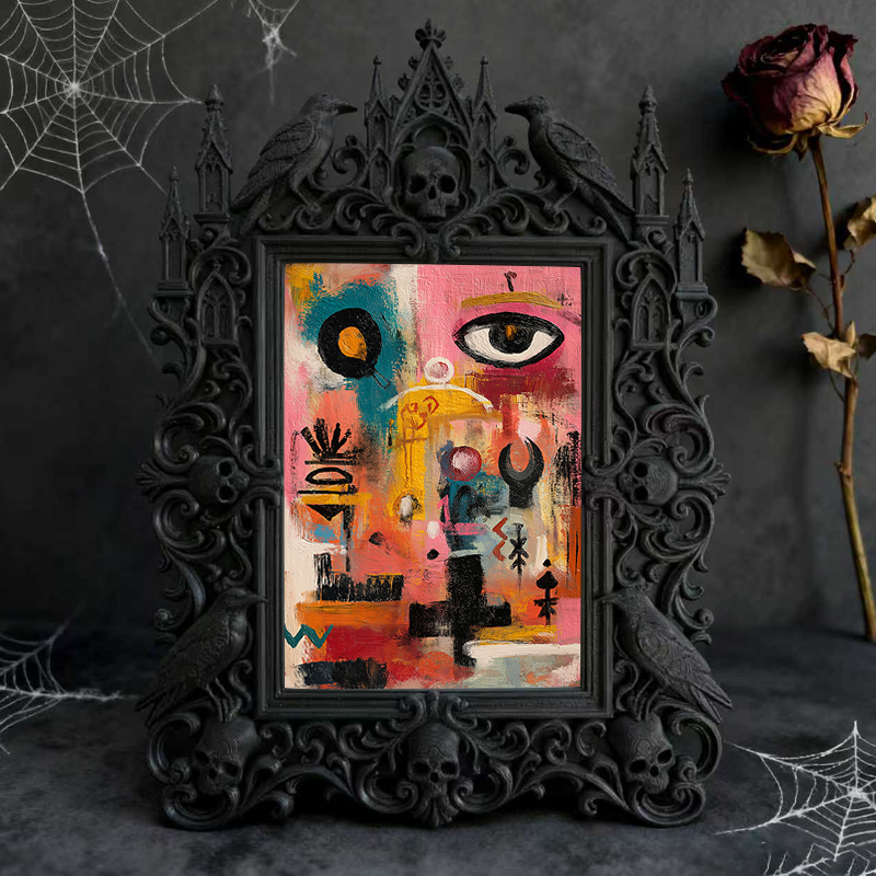 Gothic Dark-style Photo Frame | Gothic-themed Coffee Shop Corner Decor, Photo Ornament, Wall-mountable & Tabletop, Waterproof Plastic Frame