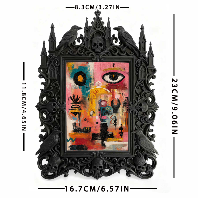 Gothic Dark-style Photo Frame | Gothic-themed Coffee Shop Corner Decor, Photo Ornament, Wall-mountable & Tabletop, Waterproof Plastic Frame