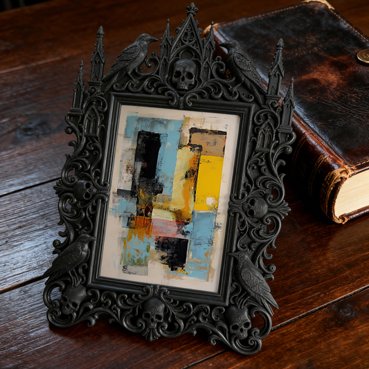 Gothic Dark-style Photo Frame | Vintage Halloween Costume Shop Display Decor, Photo Ornament, Wall-mountable & Tabletop, Waterproof Plastic 