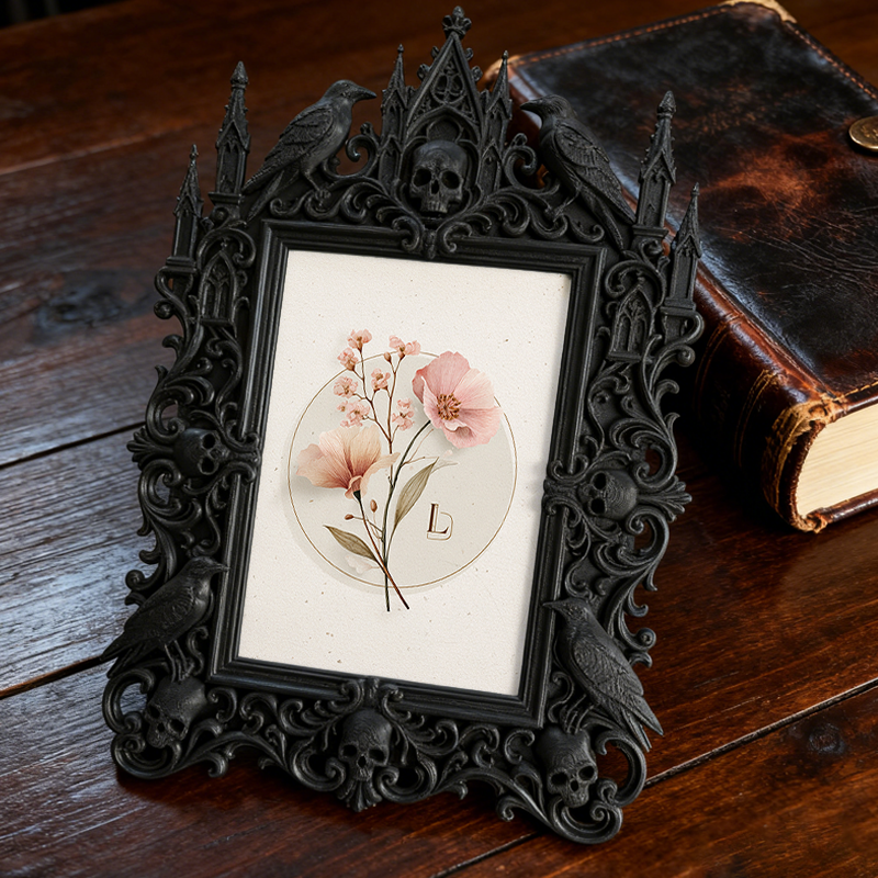 Gothic Dark-style Photo Frame | Dark Art Studio Gallery Wall Decor, Photo Ornament, Wall-mountable & Tabletop, Waterproof Plastic Frame